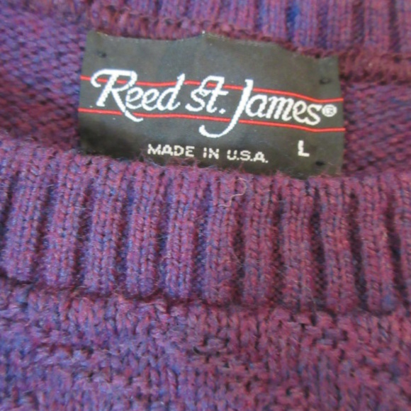 MEN'S REED ST. JAMES PURPLE KNIT SWEATER Large - Picture 2 of 3